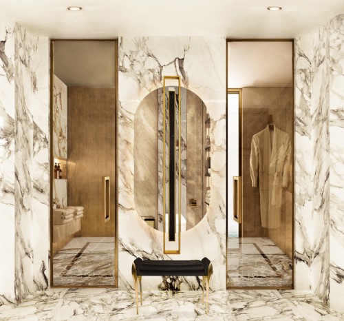-majestic-and-elegant-master-bathroom-with-shield-oval-mirror-and-stiletto-stool