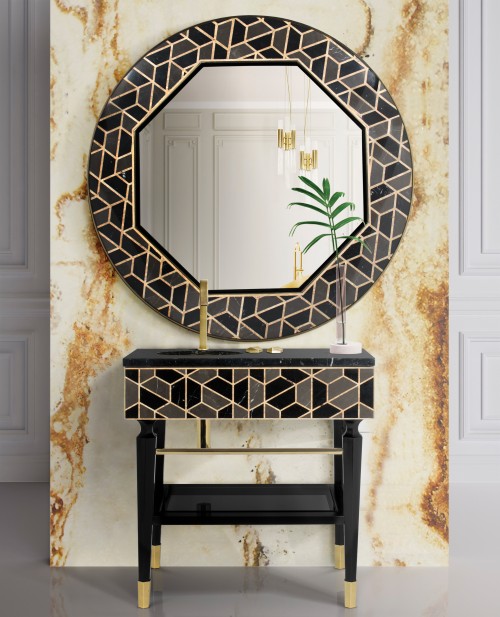 mix-and-match-bathroom:-tortoise-mirror-and-tortoise-freestanding