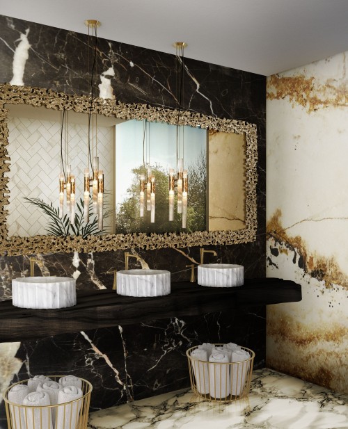 remarkable-marble-bathroom-with-symphony-vessel-sink-and-waterfall-pendant-lamp