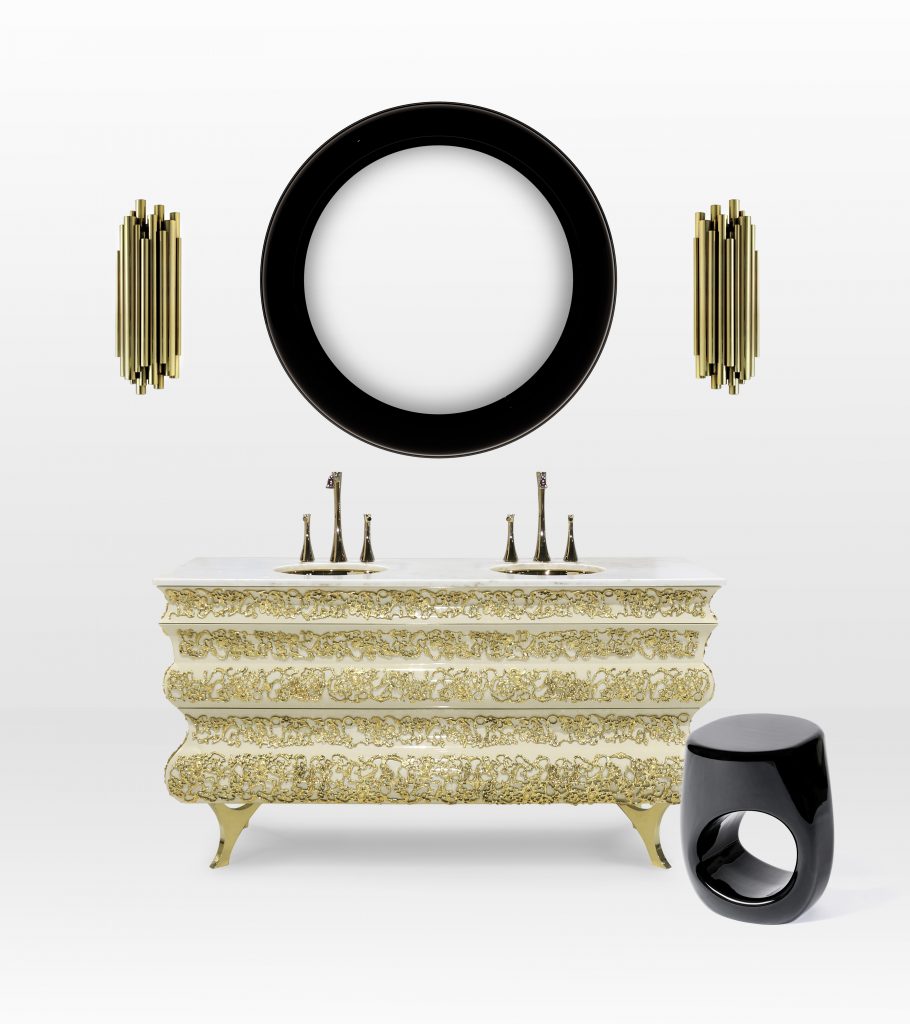 Luxury Bathroom Decor with Black + Gold Mood Boards
