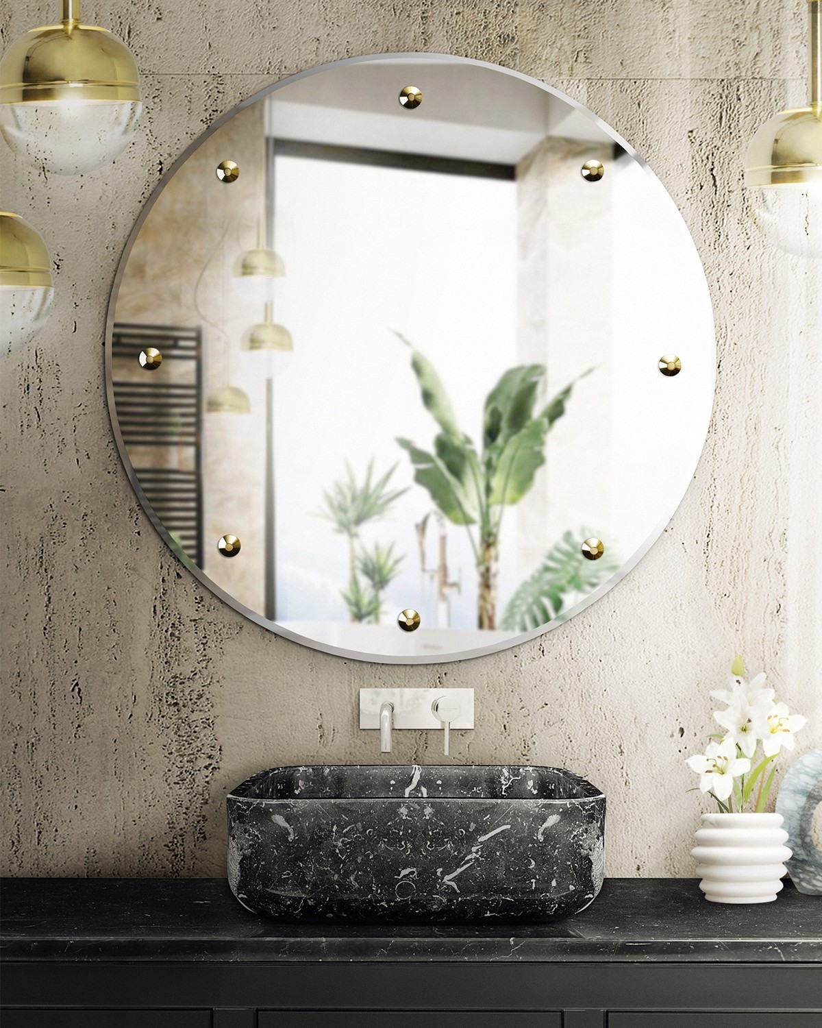 A Mix of Textures  in a Blissful and Elegant Bathroom