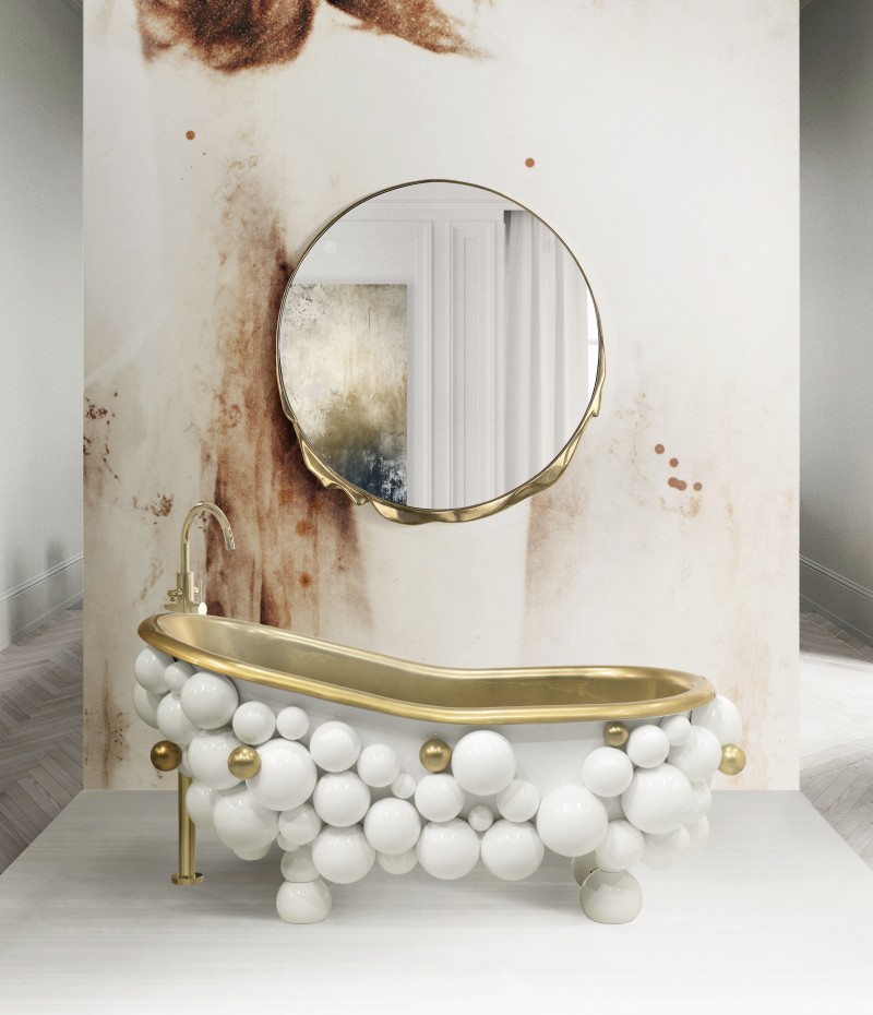 Blissful Master Bathroom with Newton Bathtub Magma Mirror-1