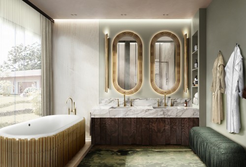 Contemporary Bathroom Design with Golden Details