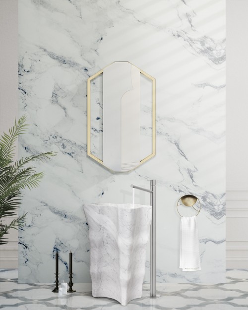 Eden Stone Freestanding Blends With Sapphire Mirror