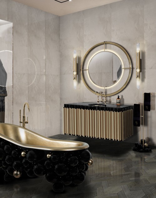 Elegant Bathroom Design with Golden Shades