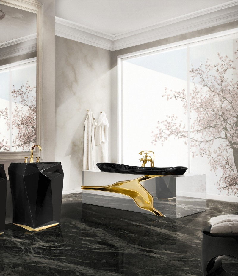 Elegant Golden Touches with Lapiaz Bathtub and Diamond Freestanding-1
