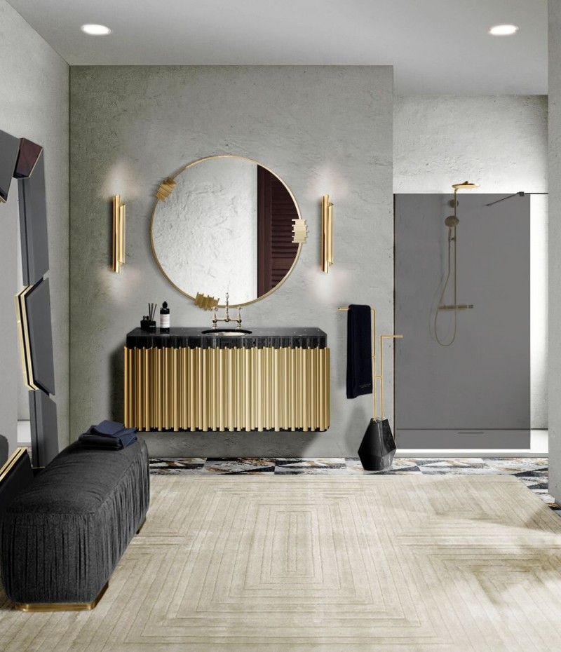Exquisite Bathroom Design in Black and Gold-1