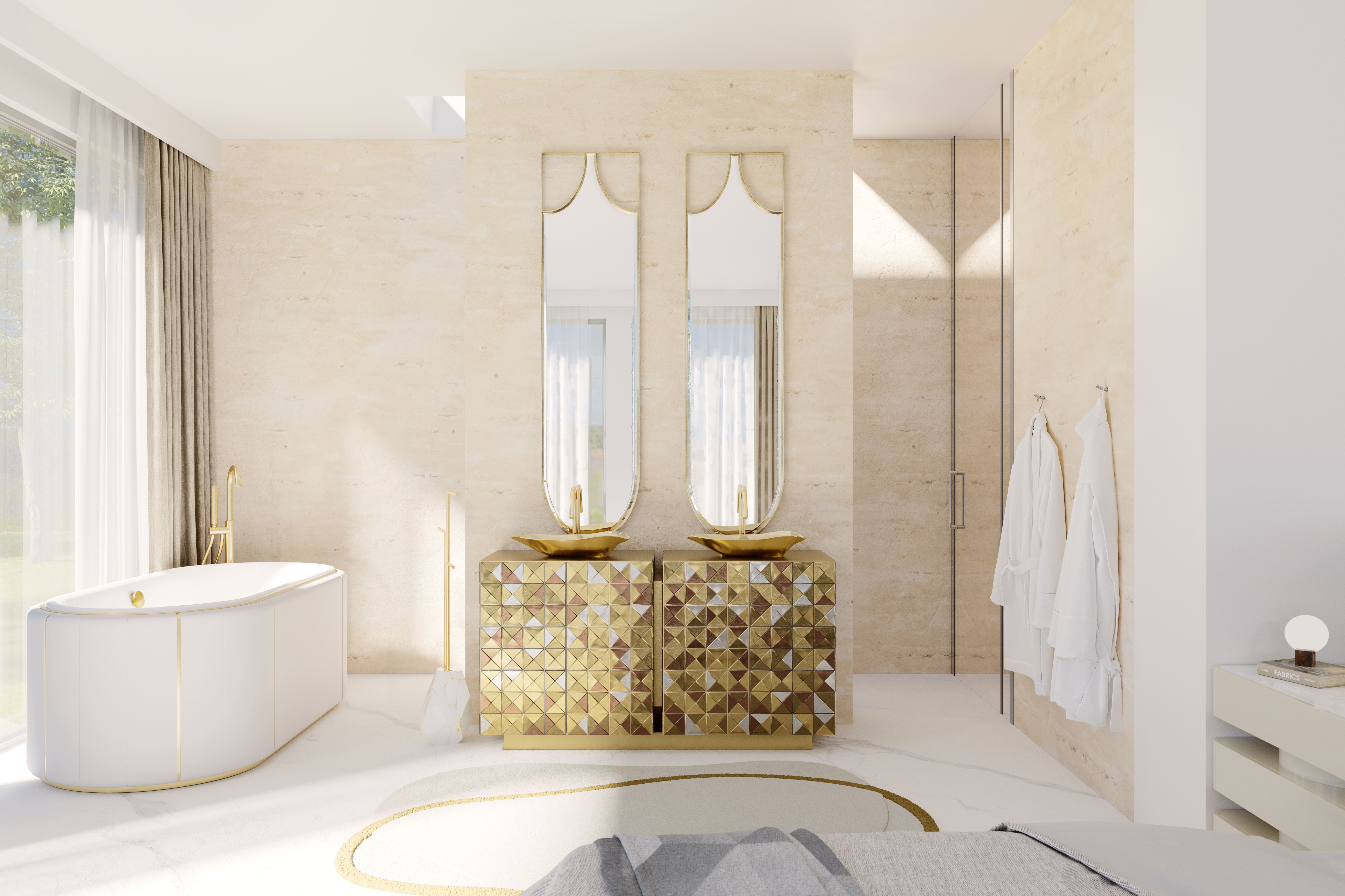GOLDEN LUXURY: A MASTER BATHROOM RETREAT