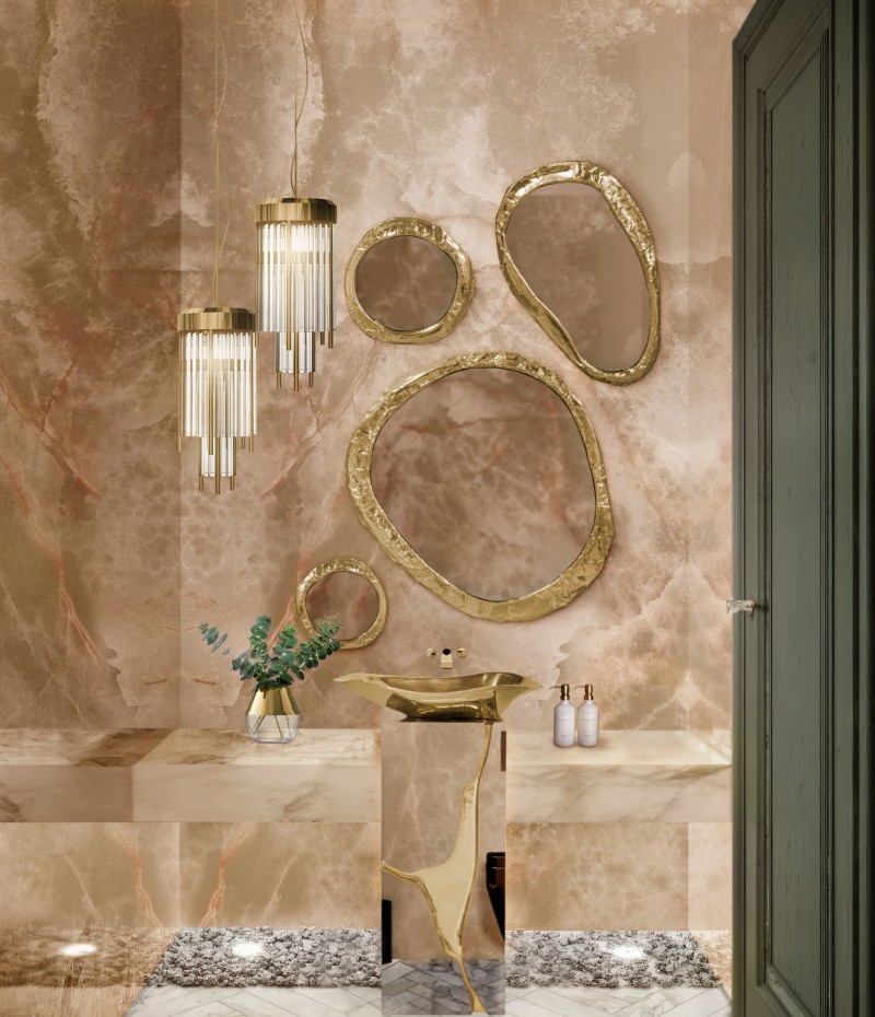 Masterpiece of Luxury Bathroom Design Featuring Peach Fuzz Marble-1