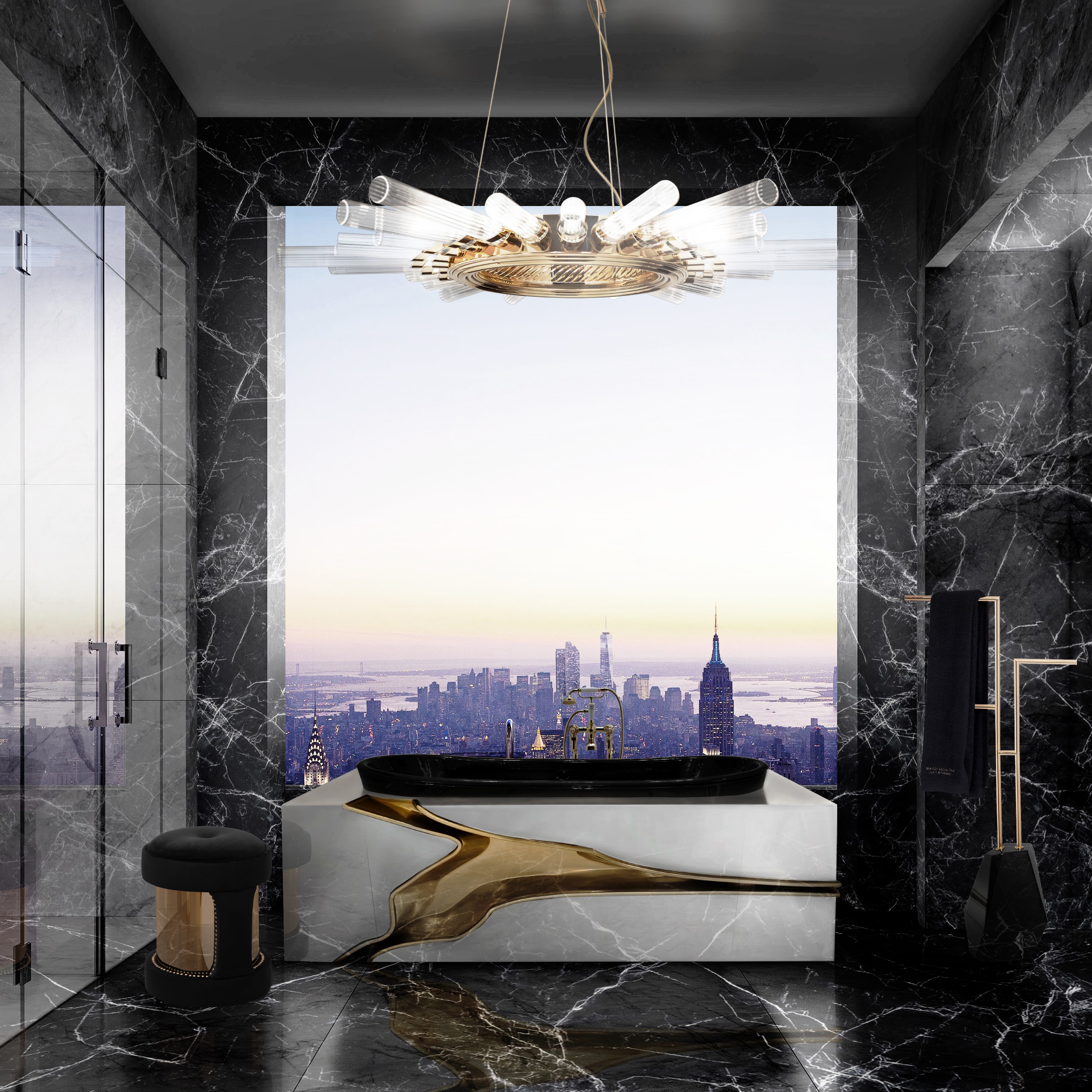 Modern Bathroom illuminated by Stunning View