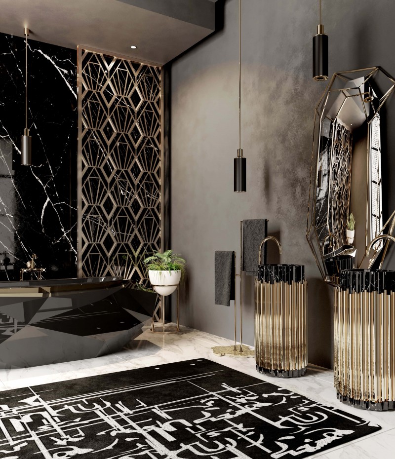 Modern Contemporary Bathroom Interior With The Amazing Diamond Bathtub-1