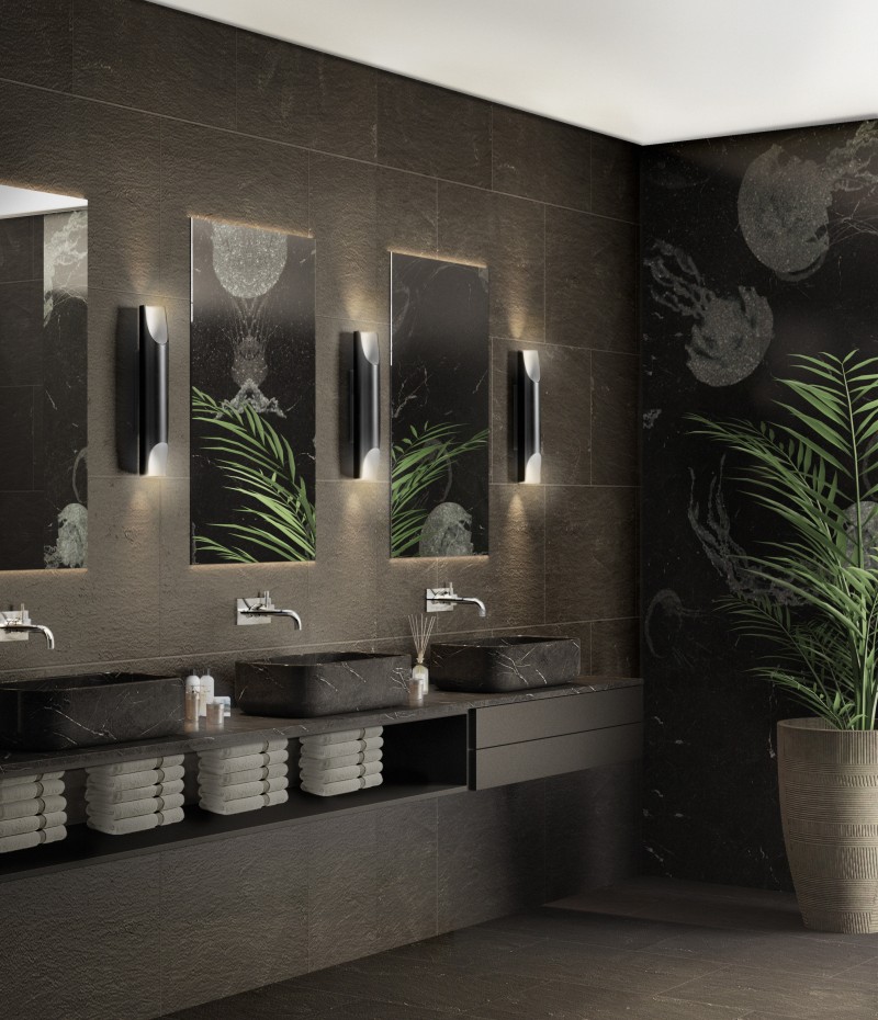 Modern Hotel Bathroom Design With Koi Rectangular Vessel Sink-1