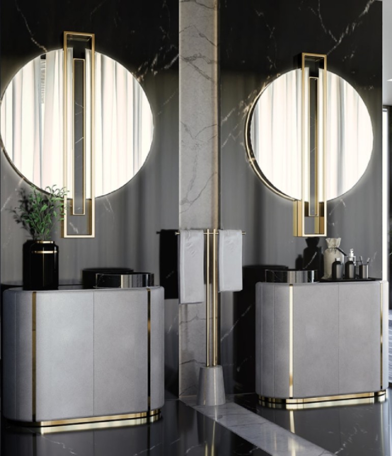 Peacefulness and relaxation design vanity along with gold and white details by Maison Valentina-1