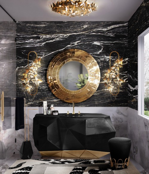 Regal Luxury Bathroom in Black and Gold Tones