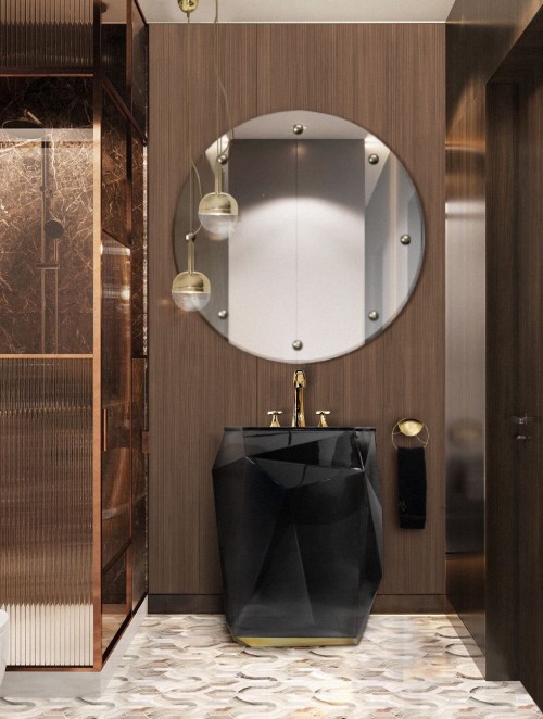 Small Luxury Bathroom with Diamond Freestanding and Blaze Mirror