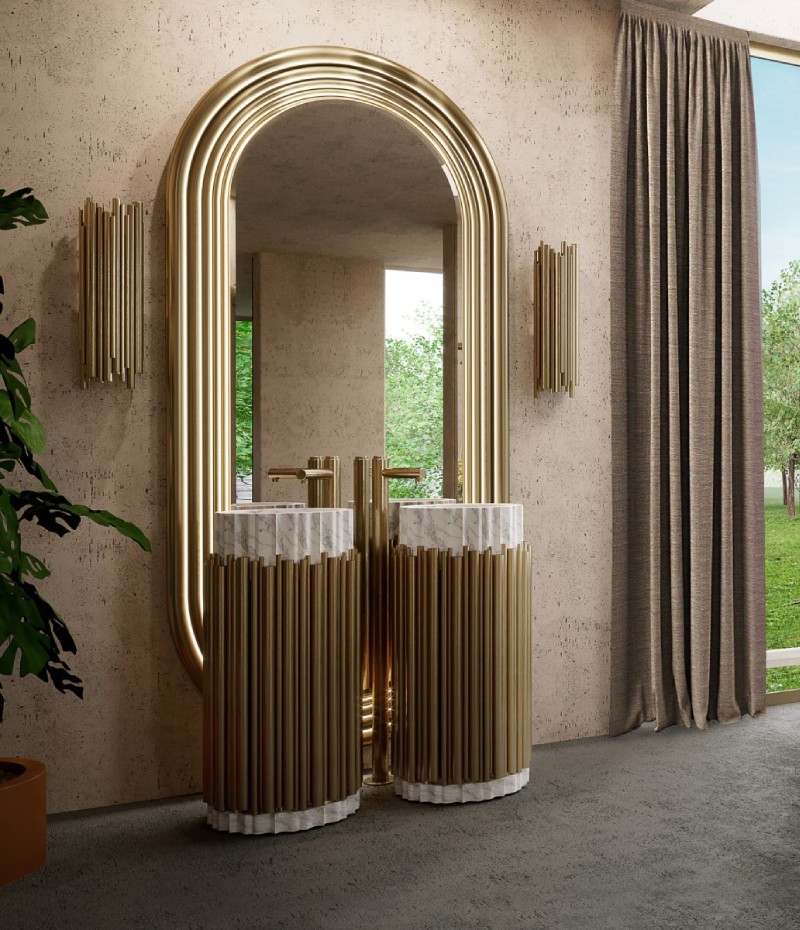 Stunning Bathroom With Golden Accents and Mixing Metal Finishes-3