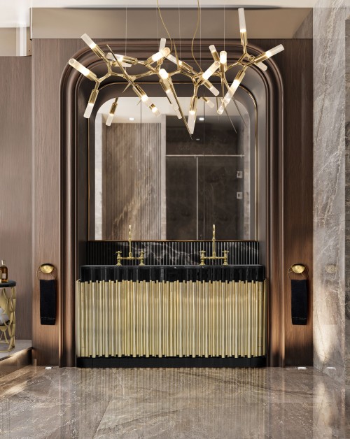 The Golden Symphony: A Statement of Architechtural Bathroom Luxury