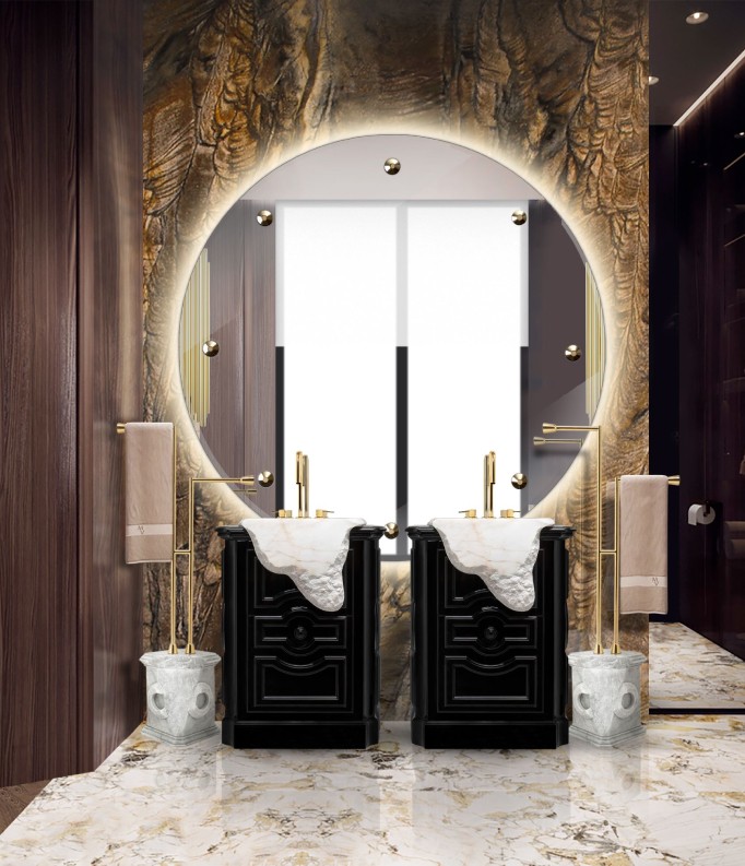 Wood and Marble combination in a Luxury bathroom