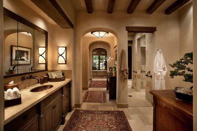 Mediterranean-style bathroom design takes its cues from the relaxed ...