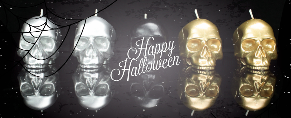 Halloween Bathroom Decor in Gold and Black Tones