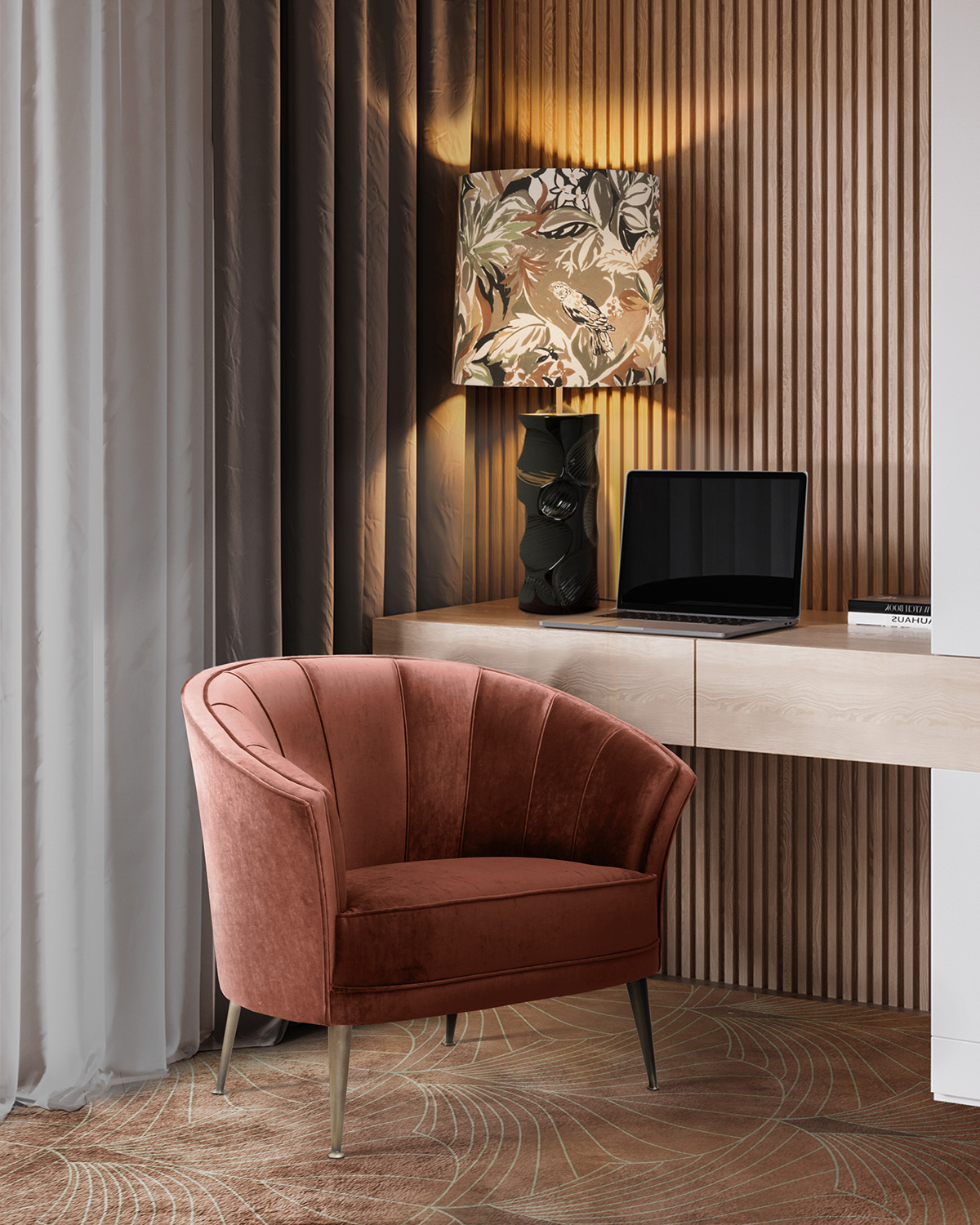 Mid-Century Library With Maya Armchair