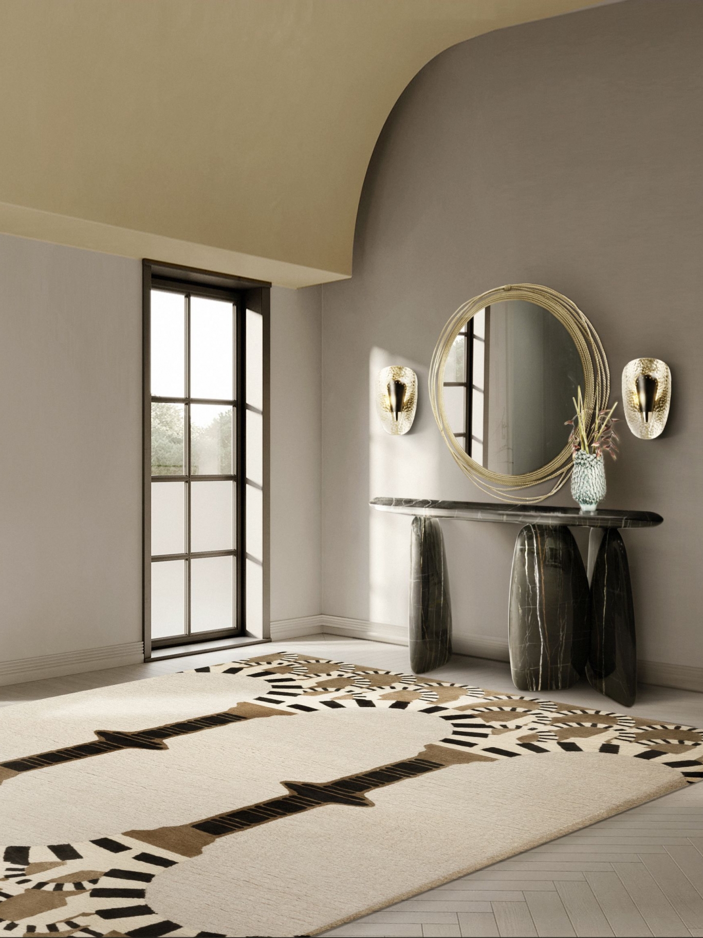 Contemporary Hallway With Greek References by Apollo Modern Rug