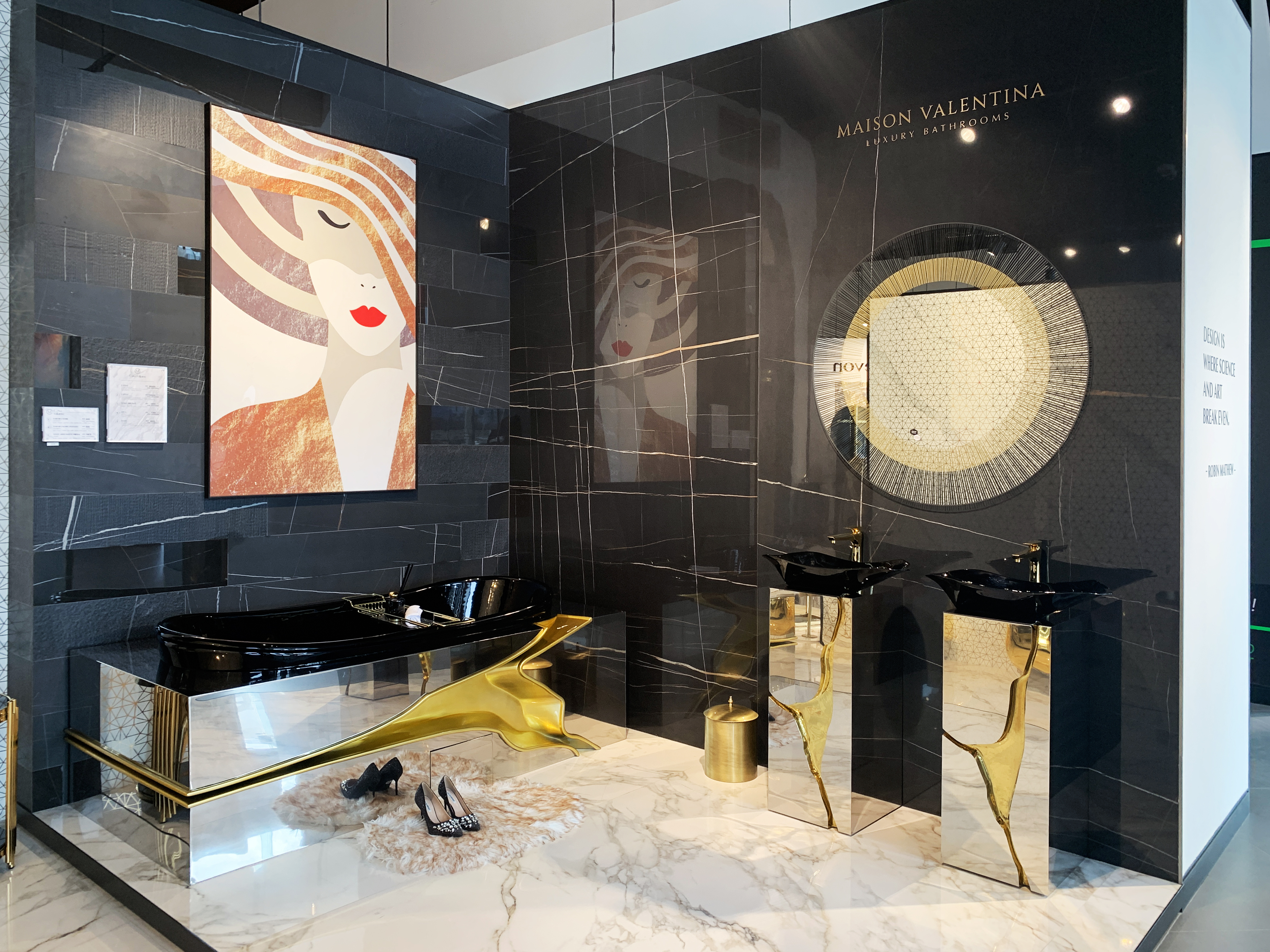casa milano, luxury bathroom design scene, maison valentina, versace, bathroom