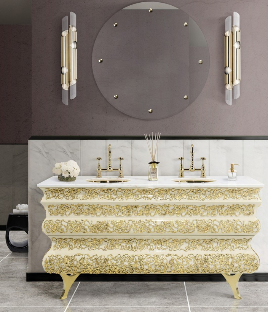 Modern Bathroom Designs Vanity Cabinets To Revamp Your Bathroom Design Crochet Vanity Cabinet Gold knitting Details Luxury Bathroom