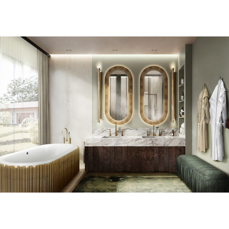 CONTEMPORARY BATHROOM DESIGN WITH GOLDEN DETAILS