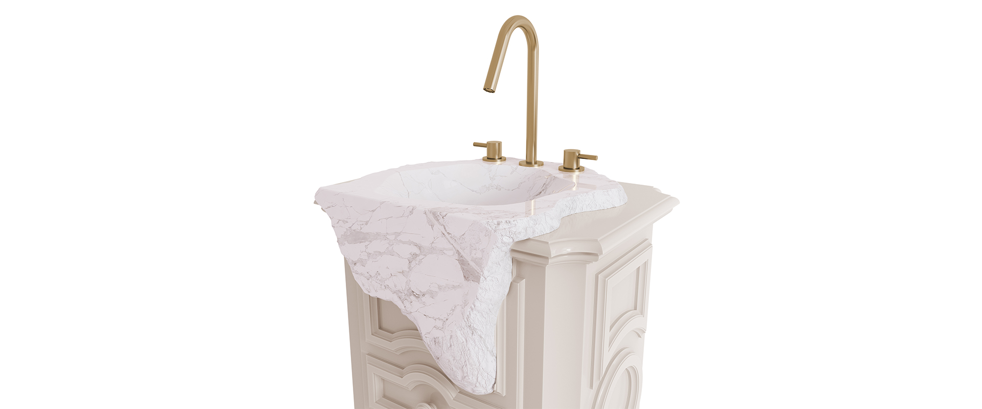 The Petra Pedestal Sink in Lacquered Wood and Estremoz Marble-7-hr