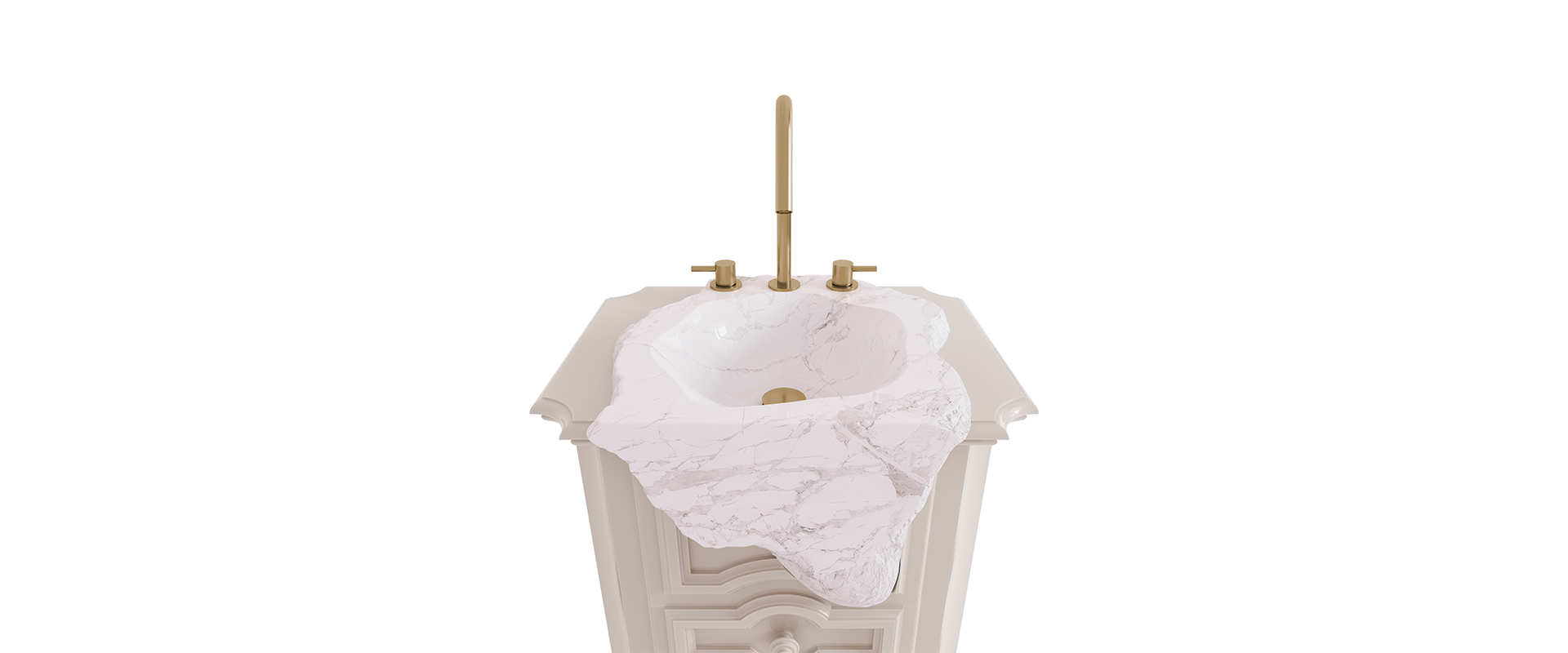 The Petra Pedestal Sink in Lacquered Wood and Estremoz Marble-8-hr