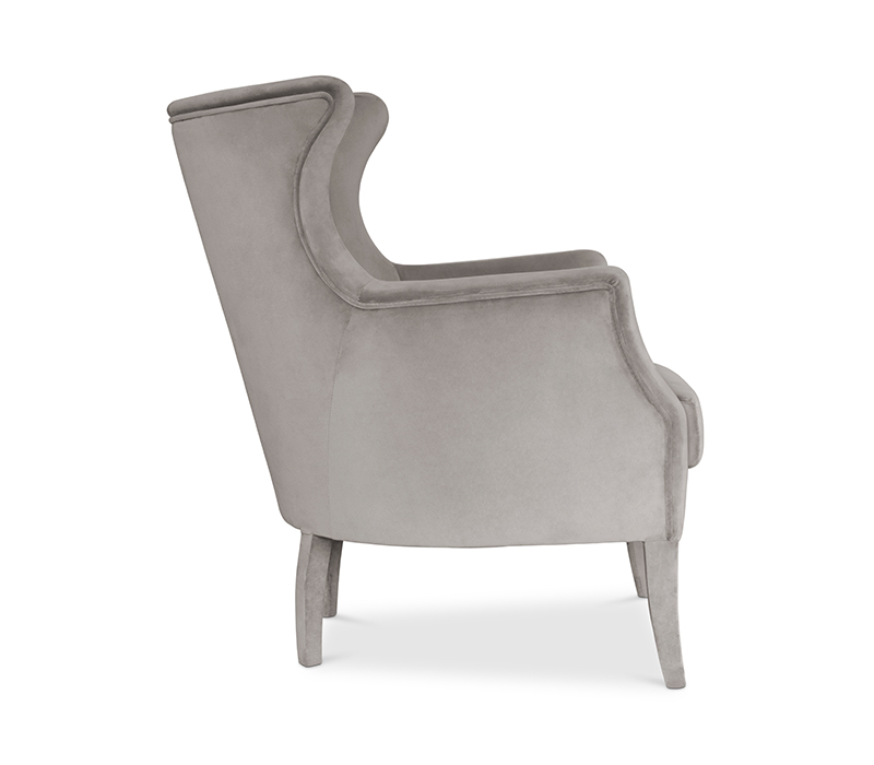 The Dukono Armchair in Grey Velvet-3