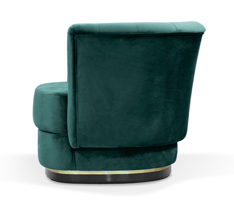 Elk Armchair in Glossy Aged Brass and Cotton Velvet-3
