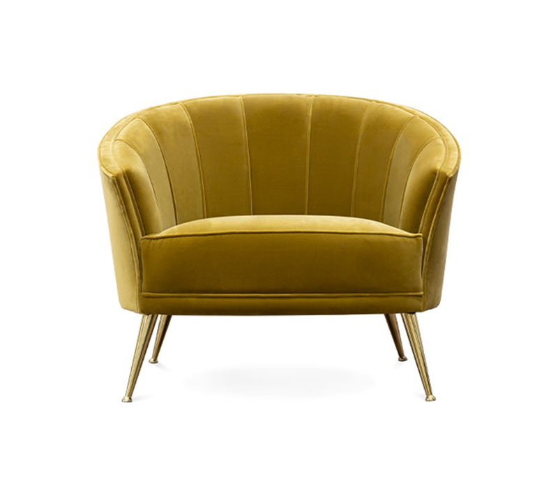 The Maya Armchair Upholstered in Green Velvet-9