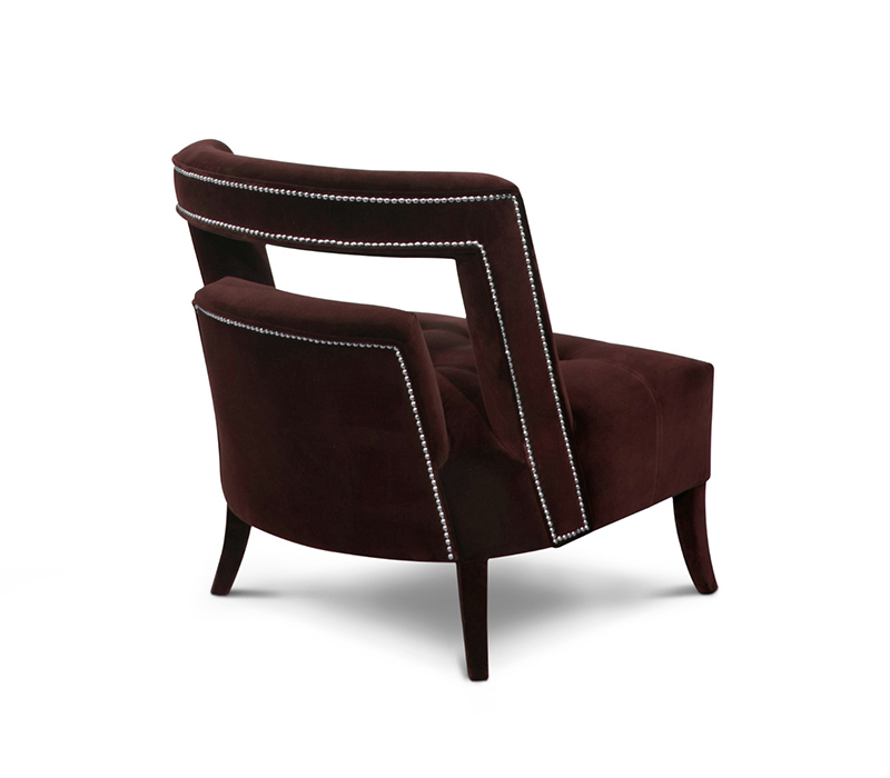 The Naj Armchair in Cotton Velvet and Nickel Nails-2
