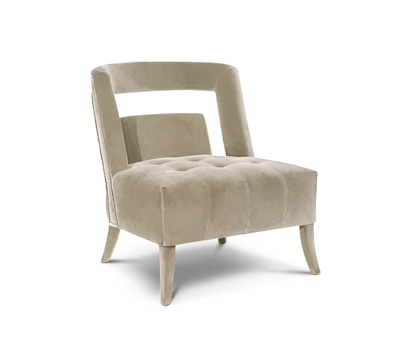 The Naj Armchair in Cotton Velvet and Nickel Nails-3