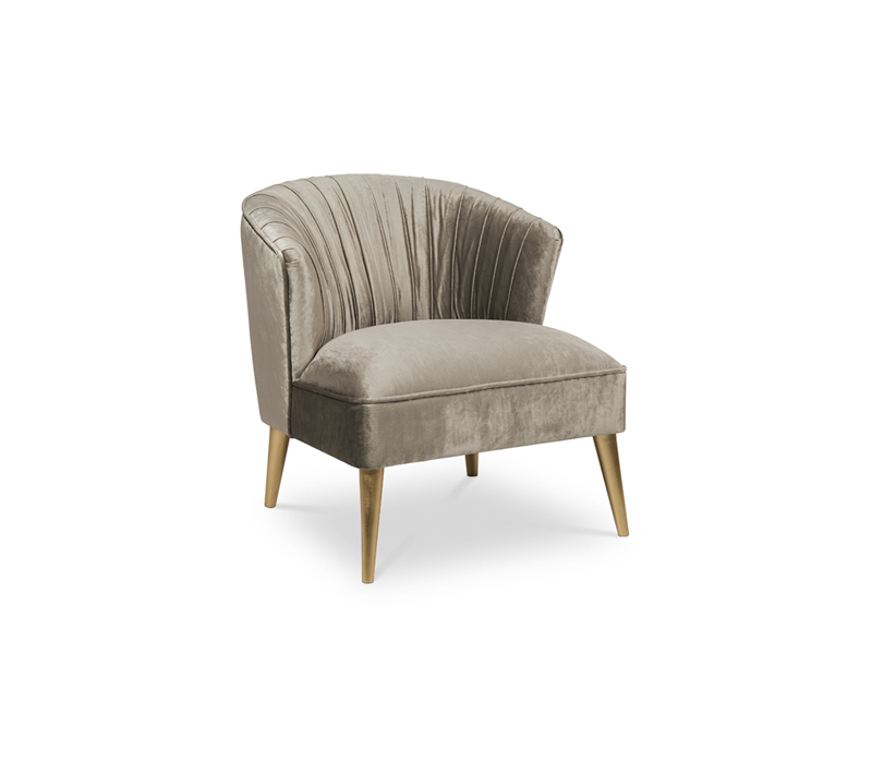 The Nuka Armchair in Upholstered Velvet and Glossy Gold Leaf-2