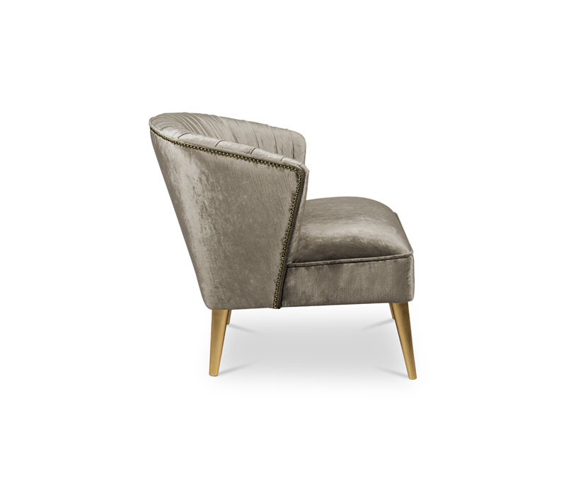The Nuka Armchair in Upholstered Velvet and Glossy Gold Leaf-3