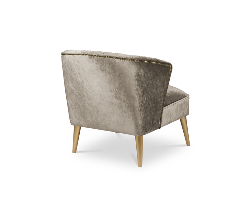 The Nuka Armchair in Upholstered Velvet and Glossy Gold Leaf-4