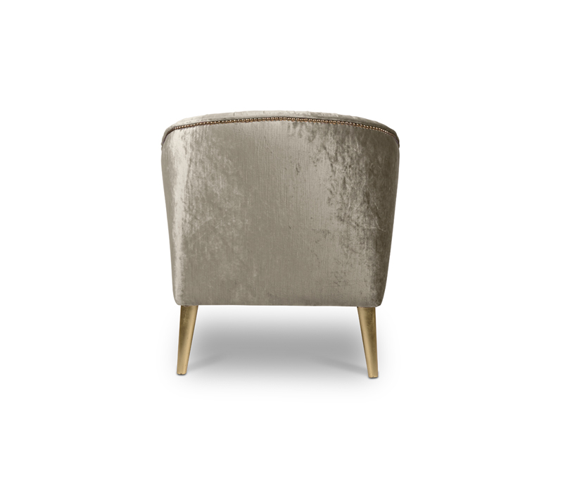 The Nuka Armchair in Upholstered Velvet and Glossy Gold Leaf-5