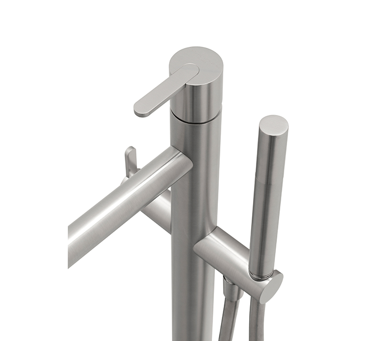 The Origin Mounting Floor Mixer with Hand Shower Bathroom Tap in Brass-3