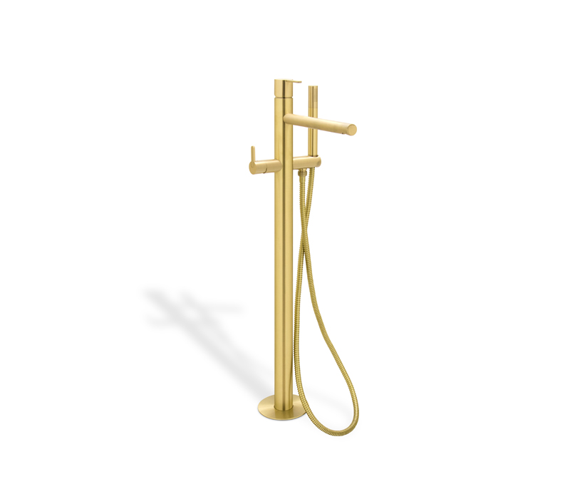 The Origin Mounting Floor Mixer with Hand Shower Bathroom Tap in Brass-4