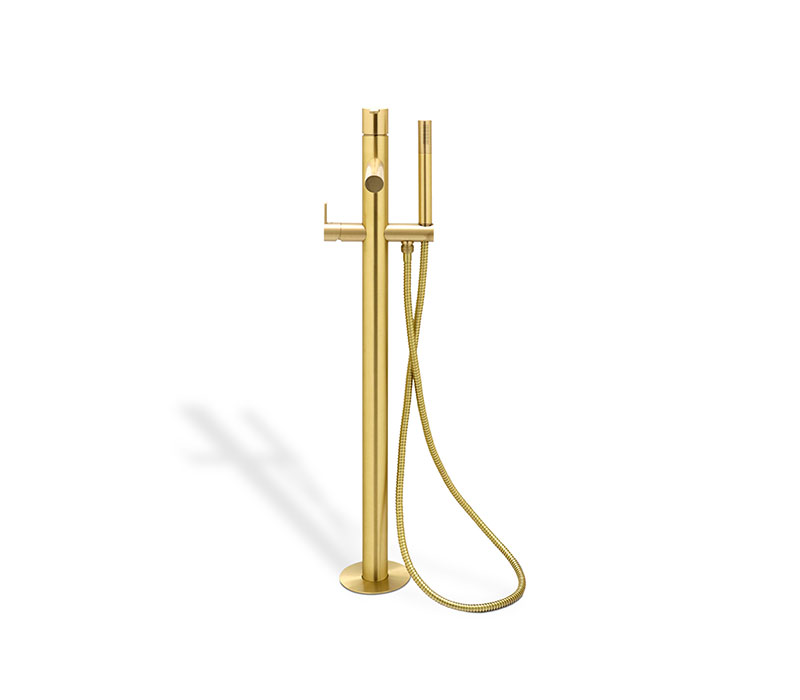 The Origin Mounting Floor Mixer with Hand Shower Bathroom Tap in Brass-5