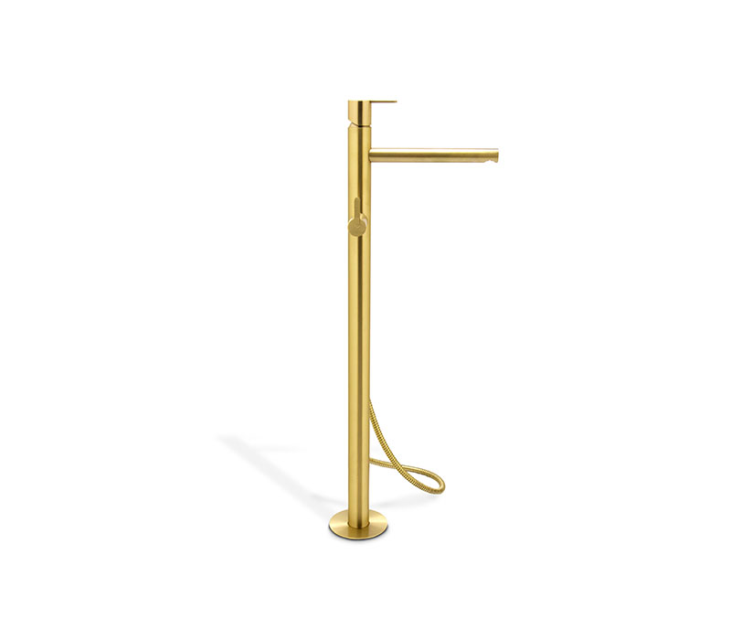 The Origin Mounting Floor Mixer with Hand Shower Bathroom Tap in Brass-6