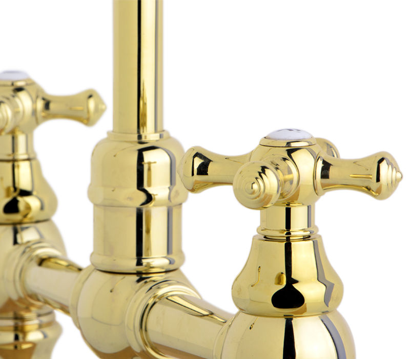 Victorian Two Hole Mixer Bathroom Tap In Brass-5