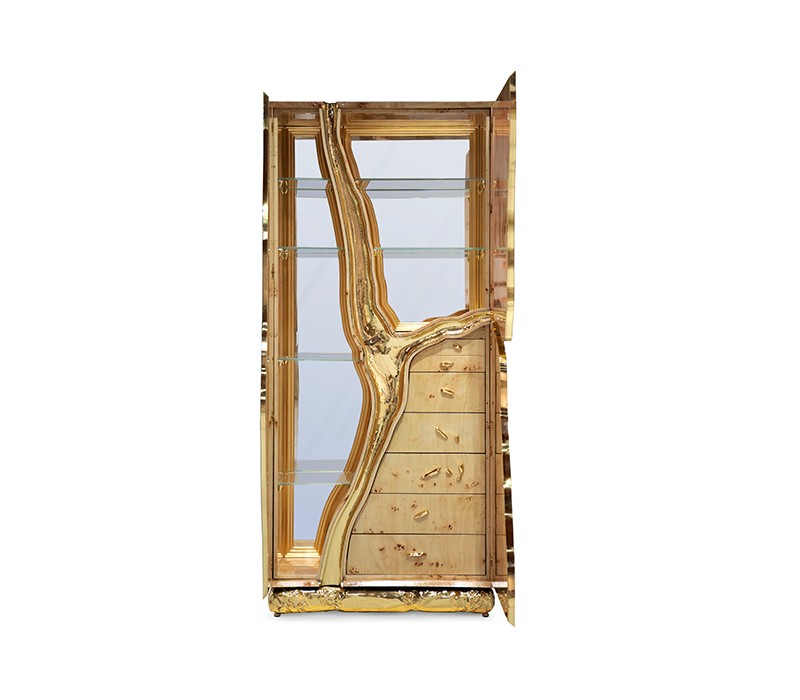 Lapiaz Cabinet In Stainless Steel And Polished Brass-2