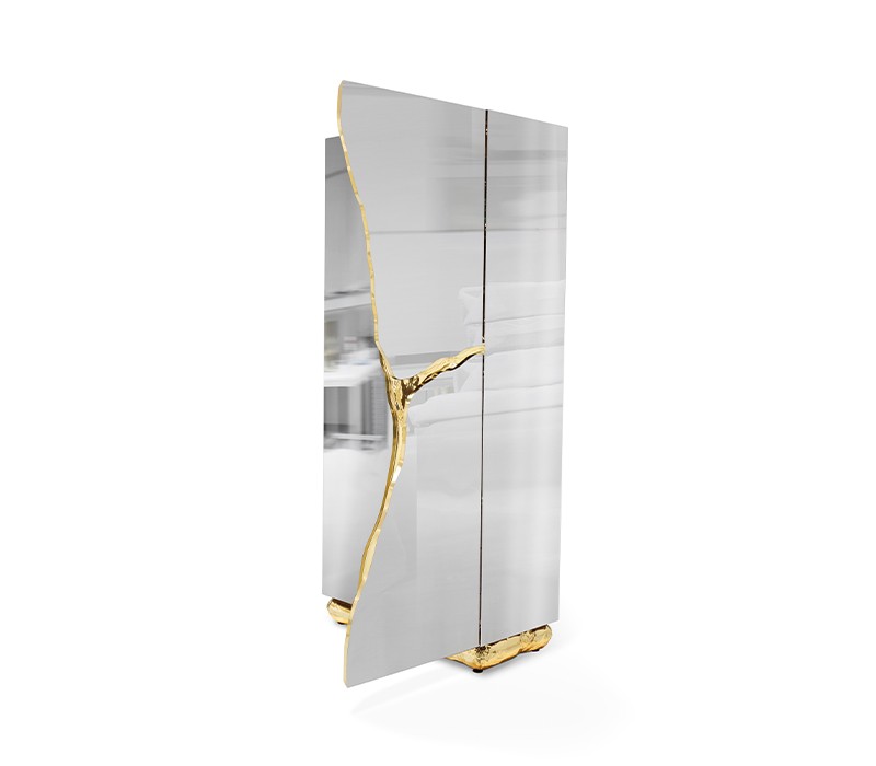 Lapiaz Cabinet In Stainless Steel And Polished Brass-4