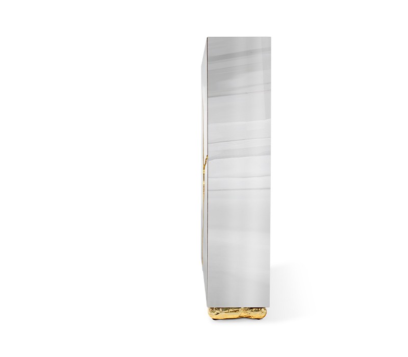 Lapiaz Cabinet In Stainless Steel And Polished Brass-5