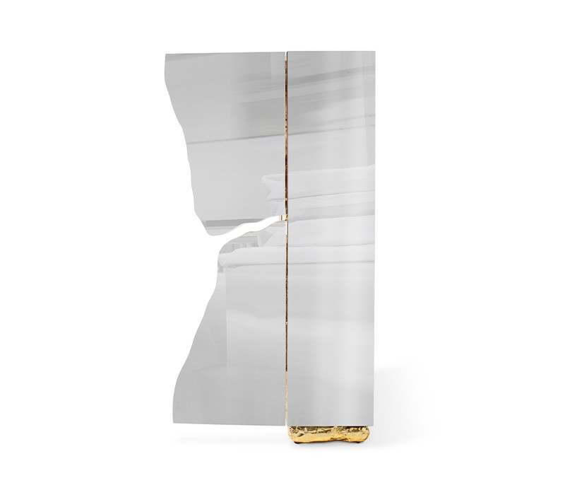 Lapiaz Cabinet In Stainless Steel And Polished Brass-6