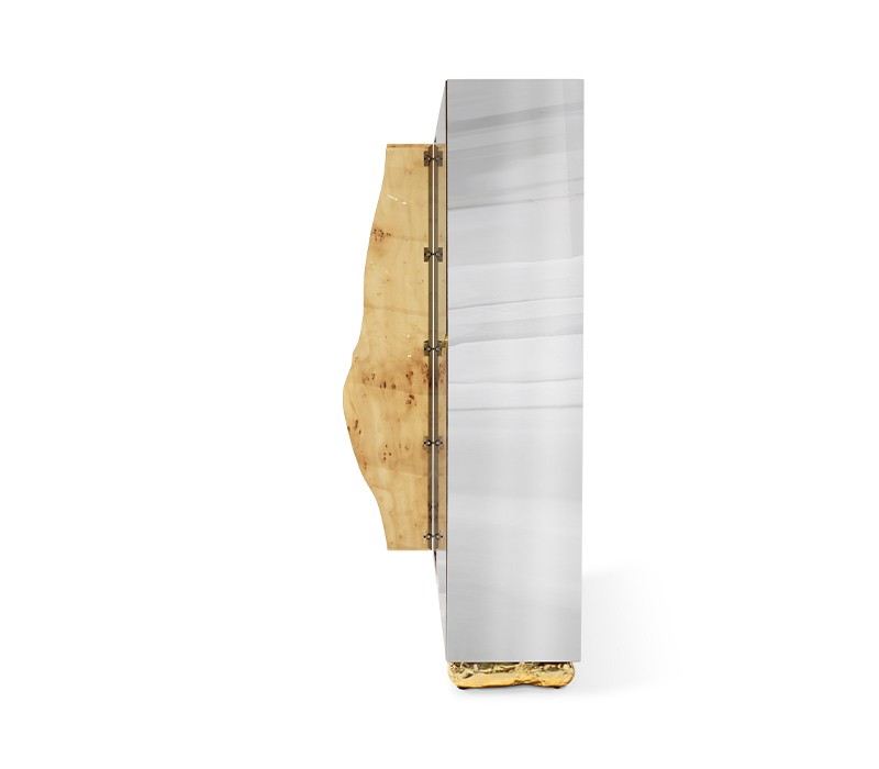 Lapiaz Cabinet In Stainless Steel And Polished Brass-7